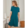 image:imageEkouaer Womens Nightgown Short Sleeve Sleepwear Comfy Sleepshirts Pleated Scoopneck Nightshirt SXXXLBlue Green