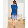 image:imageEkouaer Womens Nightgown Short Sleeve Sleepwear Comfy Sleepshirts Pleated Scoopneck Nightshirt SXXXLBlue Purple Flower
