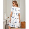 image:imageEkouaer Womens Nightgown Short Sleeve Sleepwear Comfy Sleepshirts Pleated Scoopneck Nightshirt SXXXLClustered Flowers