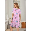 image:imageEkouaer Womens Nightgown Short Sleeve Sleepwear Comfy Sleepshirts Pleated Scoopneck Nightshirt SXXXLFlora Pink