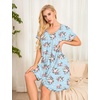 image:imageEkouaer Womens Nightgown Short Sleeve Sleepwear Comfy Sleepshirts Pleated Scoopneck Nightshirt SXXXLFloral Blue Pink