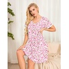 image:imageEkouaer Womens Nightgown Short Sleeve Sleepwear Comfy Sleepshirts Pleated Scoopneck Nightshirt SXXXLFlowers Pink