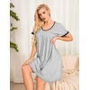 image:imageEkouaer Womens Nightgown Short Sleeve Sleepwear Comfy Sleepshirts Pleated Scoopneck Nightshirt SXXXLGrey