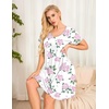 image:imageEkouaer Womens Nightgown Short Sleeve Sleepwear Comfy Sleepshirts Pleated Scoopneck Nightshirt SXXXLHydrangea