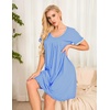 image:imageEkouaer Womens Nightgown Short Sleeve Sleepwear Comfy Sleepshirts Pleated Scoopneck Nightshirt SXXXLLight Blue