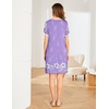 image:imageEkouaer Womens Nightgown Short Sleeve Sleepwear Comfy Sleepshirts Pleated Scoopneck Nightshirt SXXXLLilac White Flower