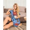 image:imageEkouaer Womens Nightgown Short Sleeve Sleepwear Comfy Sleepshirts Pleated Scoopneck Nightshirt SXXXLMix Blue