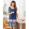 image:imageEkouaer Womens Nightgown Short Sleeve Sleepwear Comfy Sleepshirts Pleated Scoopneck Nightshirt SXXXLNavy Blue Print