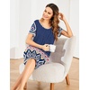 image:imageEkouaer Womens Nightgown Short Sleeve Sleepwear Comfy Sleepshirts Pleated Scoopneck Nightshirt SXXXLNavy Blue Print