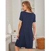 image:imageEkouaer Womens Nightgown Short Sleeve Sleepwear Comfy Sleepshirts Pleated Scoopneck Nightshirt SXXXLNavyblue