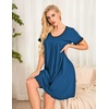 image:imageEkouaer Womens Nightgown Short Sleeve Sleepwear Comfy Sleepshirts Pleated Scoopneck Nightshirt SXXXLNewnavy