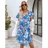 image:imageEkouaer Womens Nightgown Soft Sleepwear Pleated Sleepshirt Sleep Dress Short Sleeve Nightdress S3XLAbstract Flower