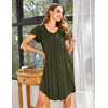 image:imageEkouaer Womens Nightgown Soft Sleepwear Pleated Sleepshirt Sleep Dress Short Sleeve Nightdress S3XLArmy Green