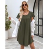 image:imageEkouaer Womens Nightgown Soft Sleepwear Pleated Sleepshirt Sleep Dress Short Sleeve Nightdress S3XLArmy Green