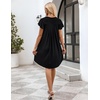 image:imageEkouaer Womens Nightgown Soft Sleepwear Pleated Sleepshirt Sleep Dress Short Sleeve Nightdress S3XLBlack