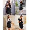 image:imageEkouaer Womens Nightgown Soft Sleepwear Pleated Sleepshirt Sleep Dress Short Sleeve Nightdress S3XLBlack