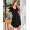 image:imageEkouaer Womens Nightgown Soft Sleepwear Pleated Sleepshirt Sleep Dress Short Sleeve Nightdress S3XLBlack