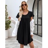 image:imageEkouaer Womens Nightgown Soft Sleepwear Pleated Sleepshirt Sleep Dress Short Sleeve Nightdress S3XLBlack