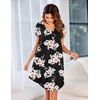 image:imageEkouaer Womens Nightgown Soft Sleepwear Pleated Sleepshirt Sleep Dress Short Sleeve Nightdress S3XLBlack Pink Flower