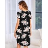 image:imageEkouaer Womens Nightgown Soft Sleepwear Pleated Sleepshirt Sleep Dress Short Sleeve Nightdress S3XLBlack Pink Flower