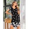 image:imageEkouaer Womens Nightgown Soft Sleepwear Pleated Sleepshirt Sleep Dress Short Sleeve Nightdress S3XLBlack White Butterfly