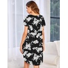 image:imageEkouaer Womens Nightgown Soft Sleepwear Pleated Sleepshirt Sleep Dress Short Sleeve Nightdress S3XLBlack White Flower