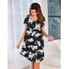 image:imageEkouaer Womens Nightgown Soft Sleepwear Pleated Sleepshirt Sleep Dress Short Sleeve Nightdress S3XLBlack White Flower