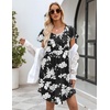 image:imageEkouaer Womens Nightgown Soft Sleepwear Pleated Sleepshirt Sleep Dress Short Sleeve Nightdress S3XLBlack White Flower