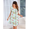 image:imageEkouaer Womens Nightgown Soft Sleepwear Pleated Sleepshirt Sleep Dress Short Sleeve Nightdress S3XLBlue Purple Flower