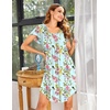 image:imageEkouaer Womens Nightgown Soft Sleepwear Pleated Sleepshirt Sleep Dress Short Sleeve Nightdress S3XLBlue Purple Flower