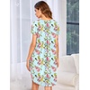 image:imageEkouaer Womens Nightgown Soft Sleepwear Pleated Sleepshirt Sleep Dress Short Sleeve Nightdress S3XLBlue Purple Flower