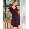 image:imageEkouaer Womens Nightgown Soft Sleepwear Pleated Sleepshirt Sleep Dress Short Sleeve Nightdress S3XLCherry Red