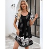 image:imageEkouaer Womens Nightgown Soft Sleepwear Pleated Sleepshirt Sleep Dress Short Sleeve Nightdress S3XLFloral Black
