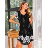 image:imageEkouaer Womens Nightgown Soft Sleepwear Pleated Sleepshirt Sleep Dress Short Sleeve Nightdress S3XLFloral Black