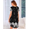 image:imageEkouaer Womens Nightgown Soft Sleepwear Pleated Sleepshirt Sleep Dress Short Sleeve Nightdress S3XLFloral Black