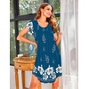 image:imageEkouaer Womens Nightgown Soft Sleepwear Pleated Sleepshirt Sleep Dress Short Sleeve Nightdress S3XLFloral Blue