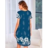 image:imageEkouaer Womens Nightgown Soft Sleepwear Pleated Sleepshirt Sleep Dress Short Sleeve Nightdress S3XLFloral Blue