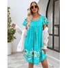 image:imageEkouaer Womens Nightgown Soft Sleepwear Pleated Sleepshirt Sleep Dress Short Sleeve Nightdress S3XLFloral Light Blue