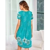image:imageEkouaer Womens Nightgown Soft Sleepwear Pleated Sleepshirt Sleep Dress Short Sleeve Nightdress S3XLFloral Light Blue