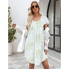 image:imageEkouaer Womens Nightgown Soft Sleepwear Pleated Sleepshirt Sleep Dress Short Sleeve Nightdress S3XLFloral Light Green