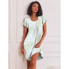 image:imageEkouaer Womens Nightgown Soft Sleepwear Pleated Sleepshirt Sleep Dress Short Sleeve Nightdress S3XLFloral Light Green