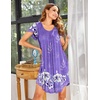 image:imageEkouaer Womens Nightgown Soft Sleepwear Pleated Sleepshirt Sleep Dress Short Sleeve Nightdress S3XLFloral Lilac