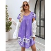 image:imageEkouaer Womens Nightgown Soft Sleepwear Pleated Sleepshirt Sleep Dress Short Sleeve Nightdress S3XLFloral Lilac