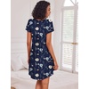 image:imageEkouaer Womens Nightgown Soft Sleepwear Pleated Sleepshirt Sleep Dress Short Sleeve Nightdress S3XLFloral Navy Blue