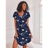 image:imageEkouaer Womens Nightgown Soft Sleepwear Pleated Sleepshirt Sleep Dress Short Sleeve Nightdress S3XLFloral Navy Blue