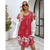 image:imageEkouaer Womens Nightgown Soft Sleepwear Pleated Sleepshirt Sleep Dress Short Sleeve Nightdress S3XLFloral Red