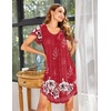 image:imageEkouaer Womens Nightgown Soft Sleepwear Pleated Sleepshirt Sleep Dress Short Sleeve Nightdress S3XLFloral Red