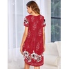 image:imageEkouaer Womens Nightgown Soft Sleepwear Pleated Sleepshirt Sleep Dress Short Sleeve Nightdress S3XLFloral Red