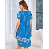 image:imageEkouaer Womens Nightgown Soft Sleepwear Pleated Sleepshirt Sleep Dress Short Sleeve Nightdress S3XLFloral Sky Blue