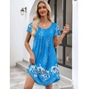 image:imageEkouaer Womens Nightgown Soft Sleepwear Pleated Sleepshirt Sleep Dress Short Sleeve Nightdress S3XLFloral Sky Blue